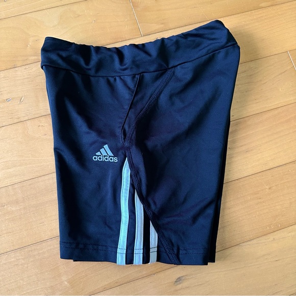 ADIDAS Black White Striped Biker Shorts - Picture 6 of 6